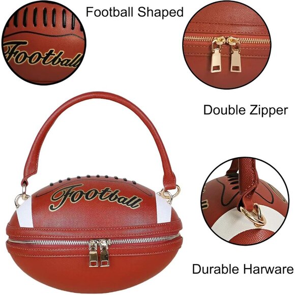 Fashion-Forward Football Handbag: Adjustable Shoulder Strap & Vibrant Colors - Picture 5 of 7